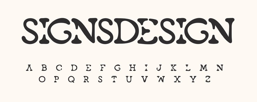 Shabby grunge alphabet. Retro dirty letters, stamp design font, letterpress type for logo, newspaper headline, monogram, creative lettering and maxi typography. Vector typographic design