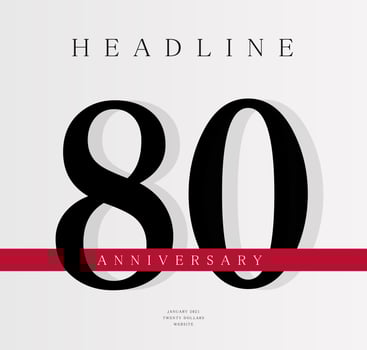 80th Anniversary banner template, journal cover design template, eightieth jubilee release, business birthday poster, vector illustration