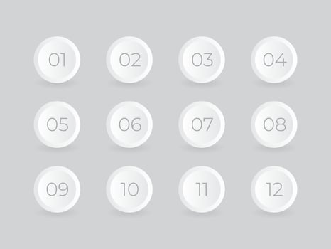 circular number bullet point from one to twelve vector