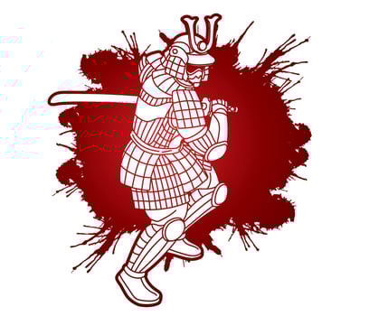 Graffiti Samurai Warrior Silhouette vector
