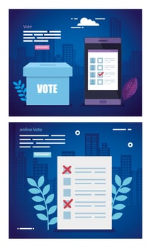 set poster of vote with icons vector
