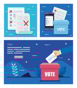 set poster of vote with icons vector