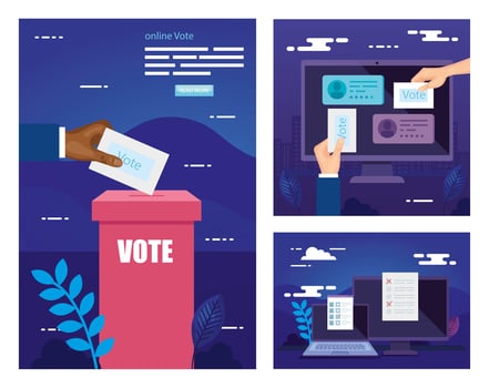 set poster of vote with icons vector