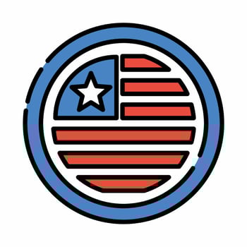 USA Flag in Round Icon  Flat ... vector