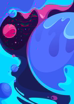 Poster with big and small planets. vector