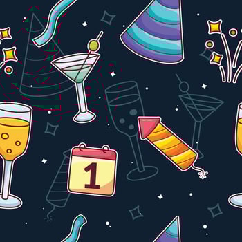 Seamless Pattern with New Year Objects vector