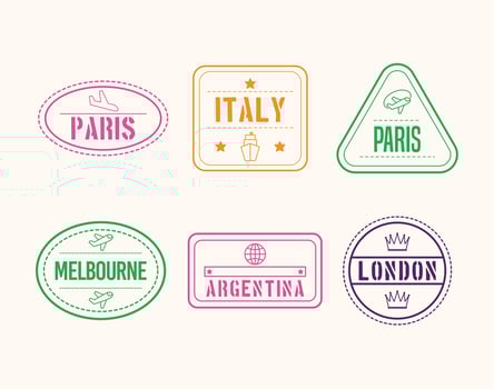 six international stamps vector