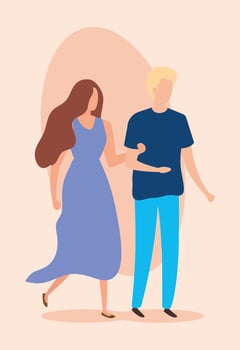 young couple avatar character icons vector