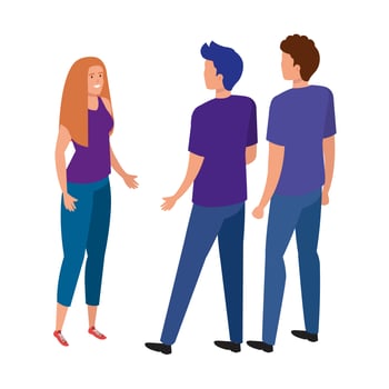 group of young people avatar character vector