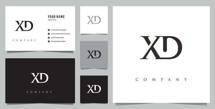 Initial XD logo and business card vector