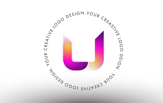 Dots Letter U Logo. U Letter Design Vector with Dots.