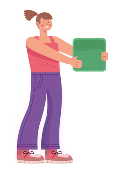 woman lifting square green vector