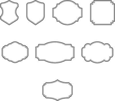 Line Name Tag, Banner, Label, Shape Icon Set vector