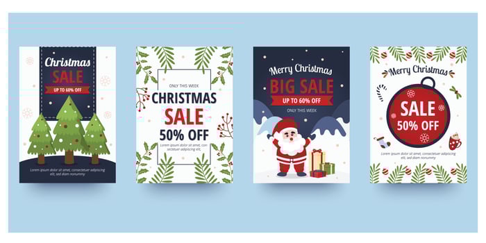 Christmas sle flyer and poster design with sale promotional text and colorful christmas element. Vector illustration.