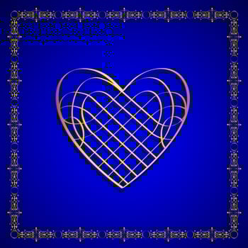 Golden heart card vector