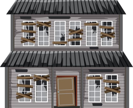 Abandoned house on white background vector