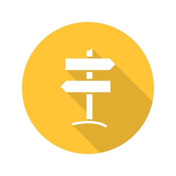 Signpost flat design long shadow glyph icon. Wooden way direction signpost. Vector silhouette illustration