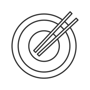 Chopsticks linear icon. Sushi sticks. Thin line illustration. Contour symbol. Vector isolated outline drawing