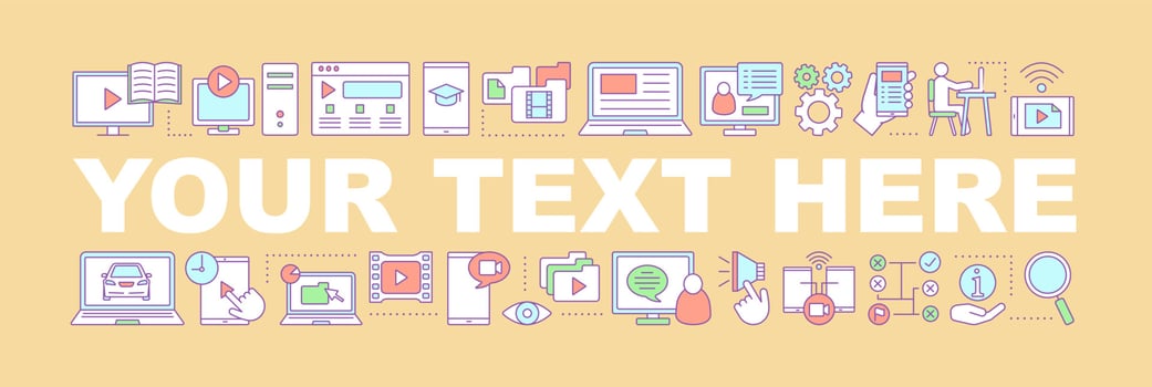 Video tutorial word concepts banner. Vlog. Video hosting. Streaming. Isolated lettering typography idea with linear icons. Blogging. Vector outline illustration