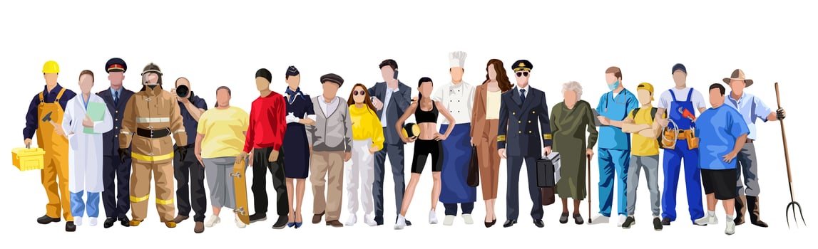 Seth 21 pcs group of people of different professions on a white background - Vector