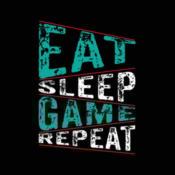 Eat Sleep Game Repeat Typography Design For T-Shirt Free Vector