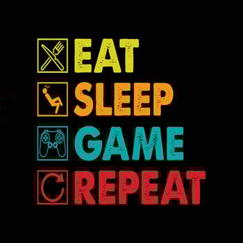 Eat Sleep Game Repeat Typography Design For T-Shirt Free Vector