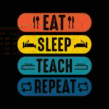 Eat Sleep Teach Repeat Typography Design For T-Shirt Free Vector