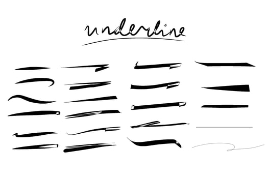 Set of artistic pen brushes. Hand drawn grunge strokes. Doodle design elements. Hand drawn collection set of underline strokes in marker brush doodle style. vector