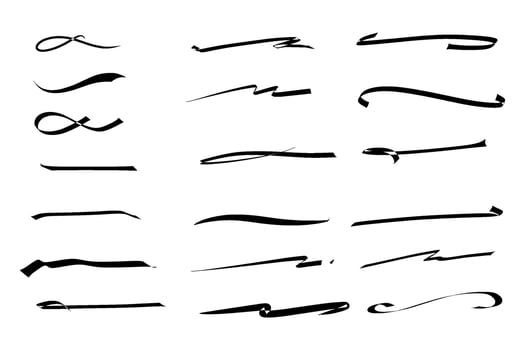 Set of artistic pen brushes. Hand drawn grunge strokes. Doodle design elements. Hand drawn collection set of underline strokes in marker brush doodle style. vector