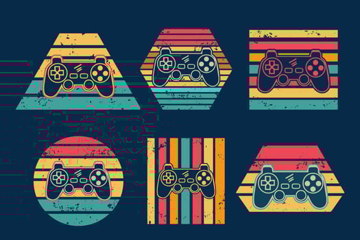 Gaming joystick with retro vintage background for t shirt design vector