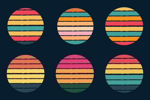 Retro sunset shape background vector