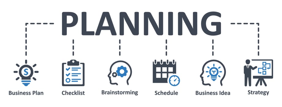 Planning icon - vector illustration . Planning, strategy, infographic, template, presentation, concept, banner, pictogram, icon set, icons .
