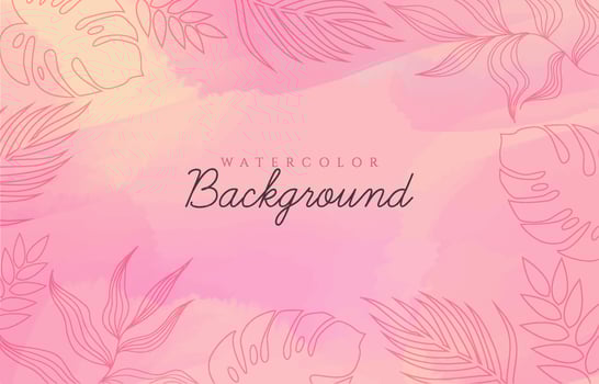 Foliages Watercolor Pink Background vector