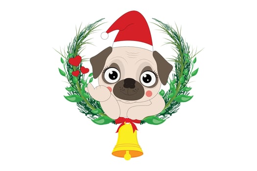 cute dog animal cartoon on christmas vector
