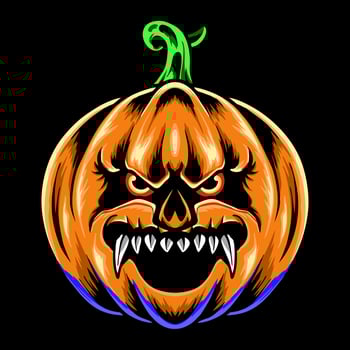 Scary Pumpkin monster Halloween Premium Vector thshirt design illustration