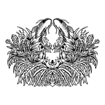 Premium koi Fsih vector illustration line tshirt design