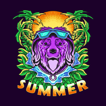 Dog head summer viber vector illustration tshirt design