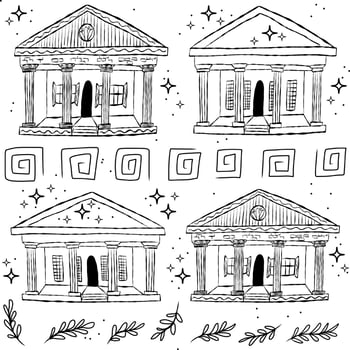 Seamless pattern with Greece vector