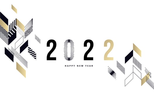 Happy New Year 2022. Vector illustration for greeting card, party invitation card, website banner, social media banner, background, cover design template, marketing material.