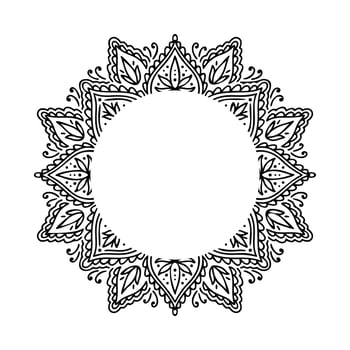 Graphic frame round traditional mandala abstract  isolated in white background.Boho indian shape.Ethnic oriental style vector