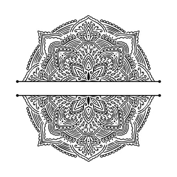 Graphic half for inscription round mandala abstract isolated in white background..Boho indian shape.Ethnic oriental style. vector