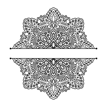 Graphic half for inscription round mandala abstract isolated in white background..Boho indian shape.Ethnic oriental style. vector