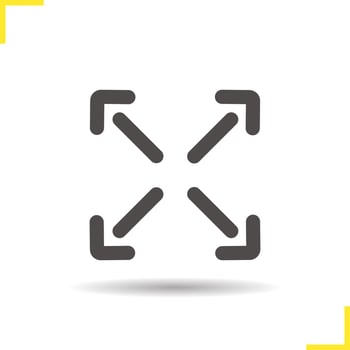 Arrows icon. Drop shadow full screen digital silhouette symbol. Directtion arrows. Pointers. Negative space. Vector isolated illustration