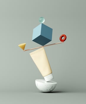 Cosmetic product presentation. Abstract composition of balance. Podium 3d illustration. photo