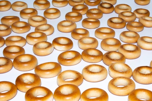 many bagels on a white background photo