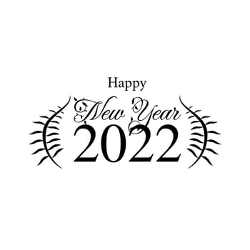 Happy new year 2022 floral text silhouette vector