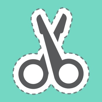 Sticker Nail Scissor - Line Cut - Simple illustration, Editable stroke. vector