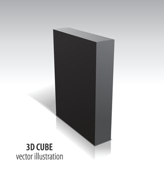3D black cube isolated on white background. vector