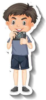 Photographer boy cartoon character vector