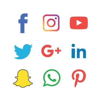 Social Media flat icons technology, network. background  group smiley face sale. Share, Like, Vector illustration Twitter, YouTube, WhatsApp, Snapchat, Facebook, instagram, tiktok, tok